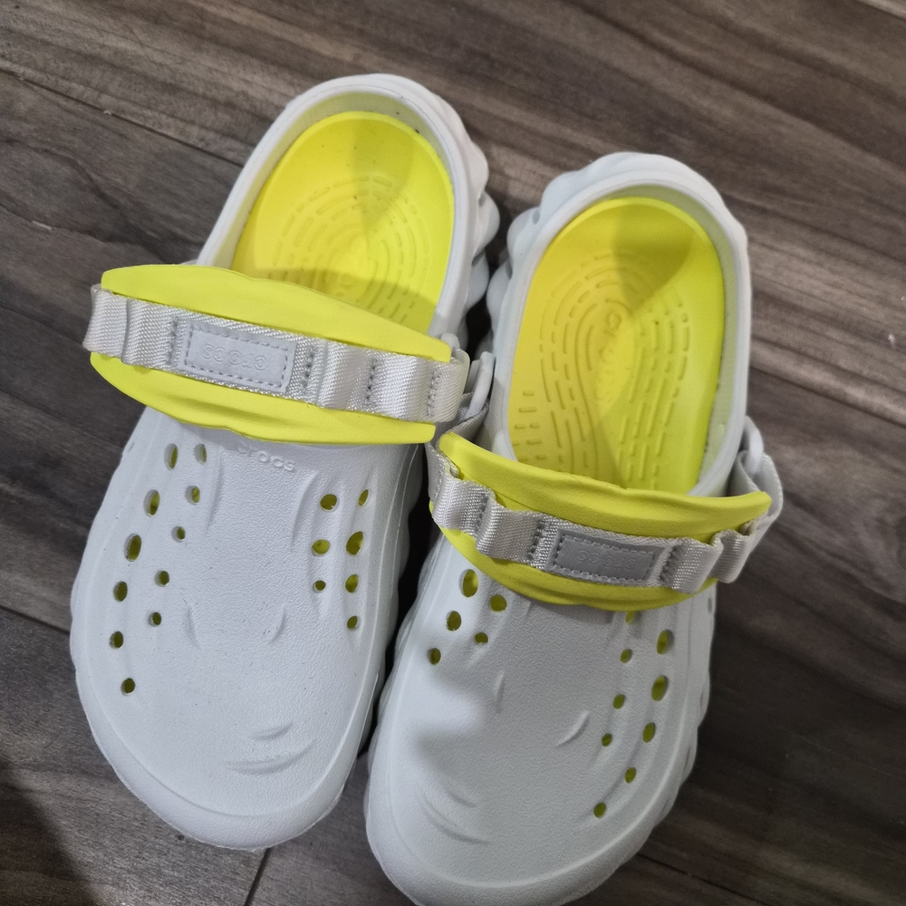 CROCS  White and Yellow Clog Sandals